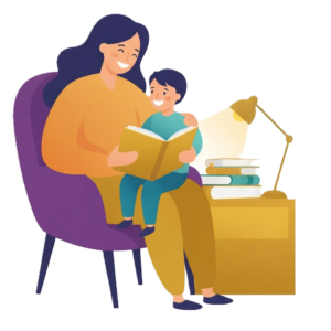 Parent lisant un livre à un enfant